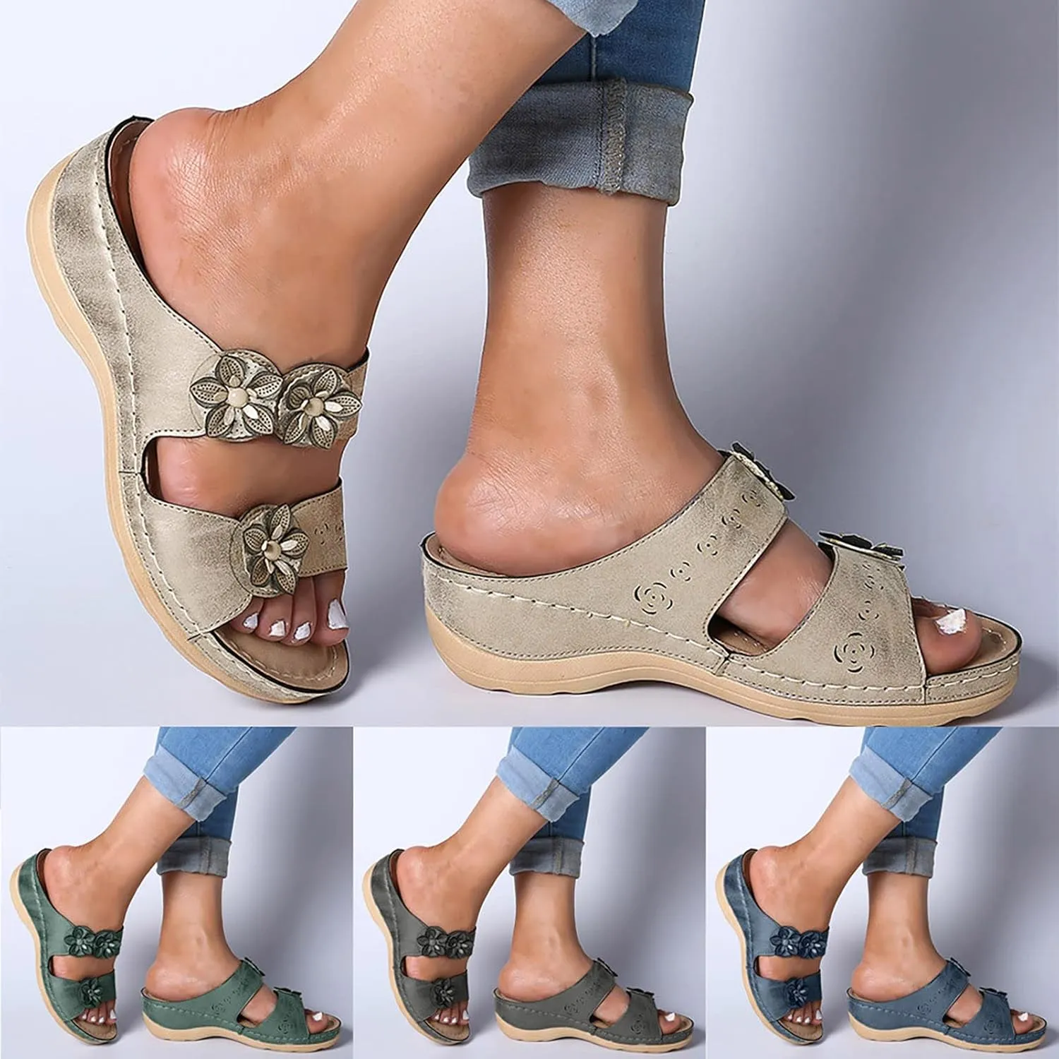 Sandals Women Fashion, Summer Bow Tie Flip Flops Flat Platform Sandals Casual Breathable Open Toe Sandals