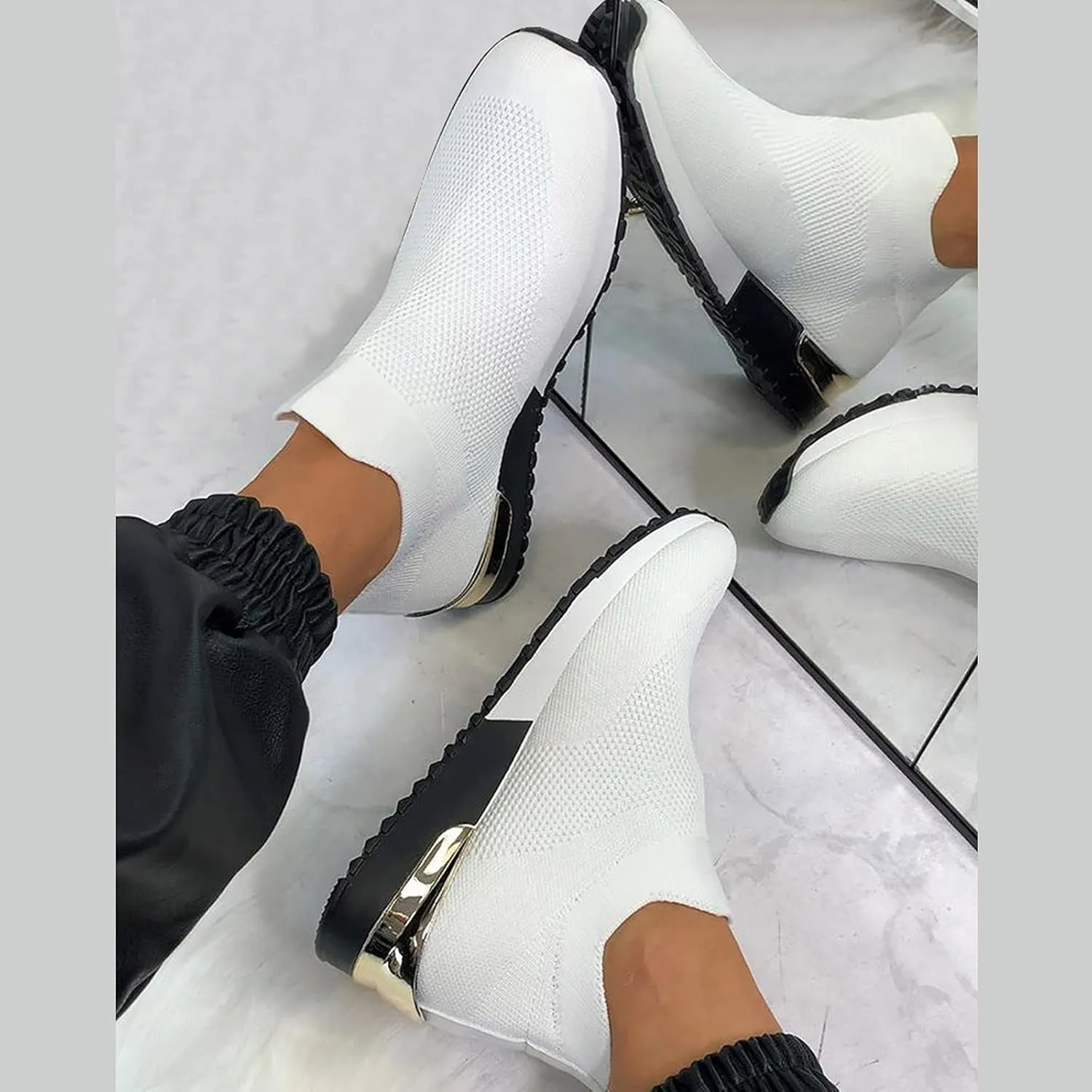 SBGMoSJ Bowling Shoes Women 8.5 Wide Black Slip On Tennis Shoes Nurse Shoes for Women Black Running Shoes for Women Black Walking Shoes for Plantar Fasciitis Women Size 11