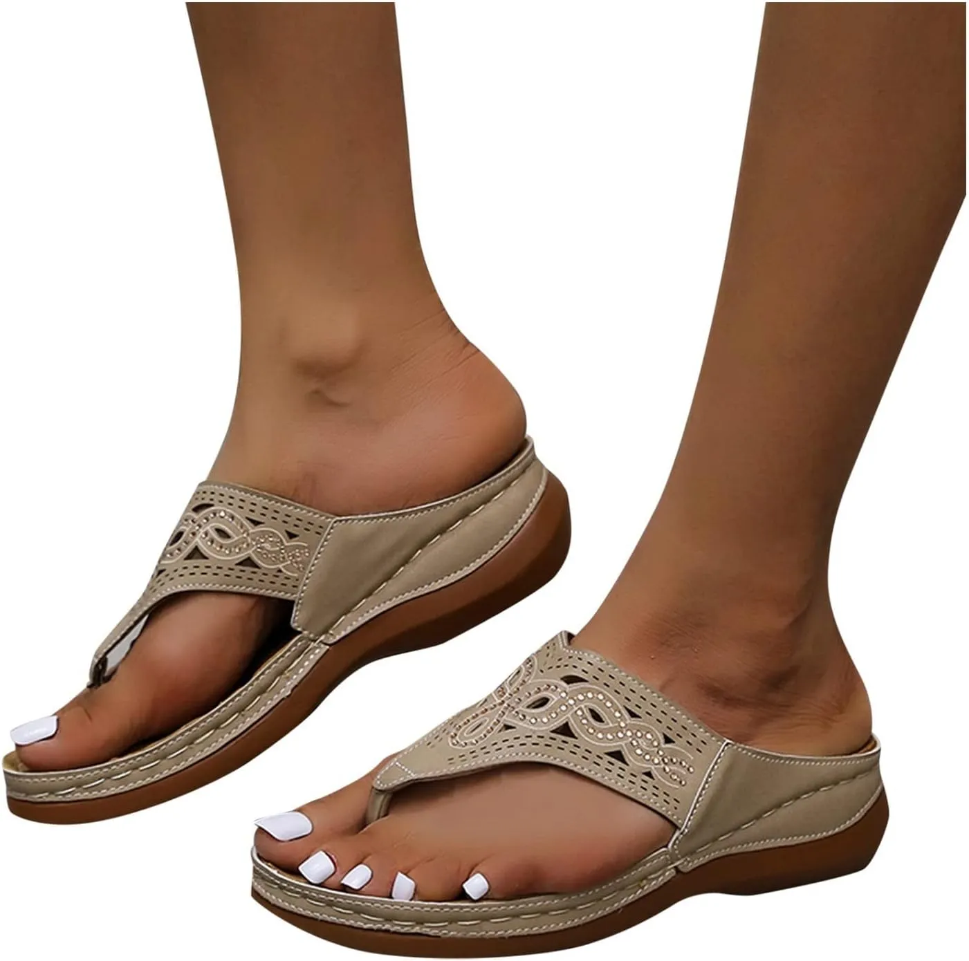 SBGMoSJ Orthopedic Shoes for Women Womens Orthopedic Flip Flops Wide Womens Summer Shoes White Women's Dress Sandals Walking Shoes Women Memory Foam Womens Wide Sandals