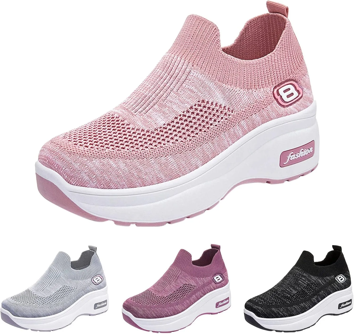 SBGMoSJ Womens Fashion Sneakers 2023 Women Slip On Sneakers Comfortable Nurse Walking Shoes Womens Black Athletic Shoes 9.5 Tennis Shoes Womens Zapatos Deportivos Negros Con Blanco para Mujer