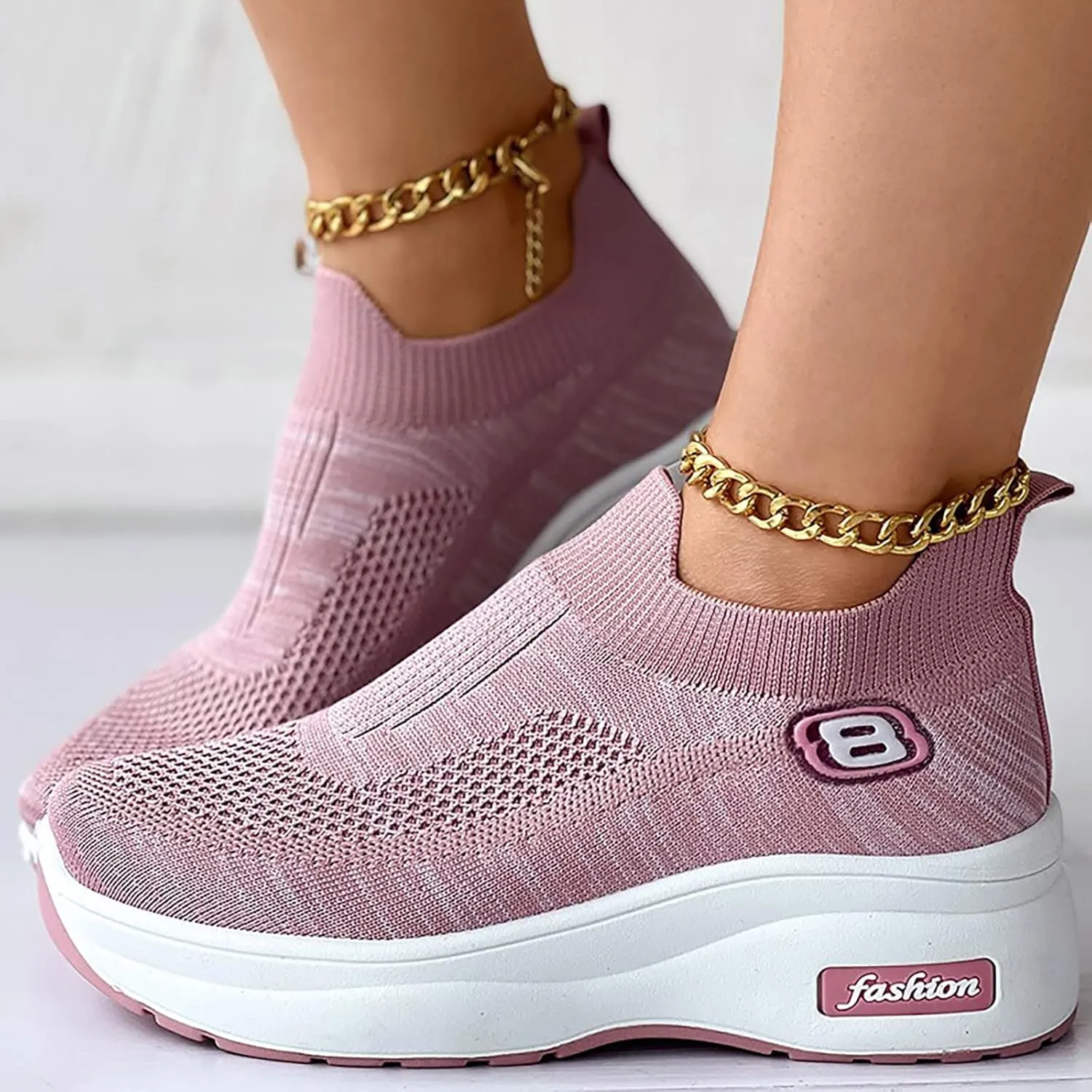 SBGMoSJ Womens Fashion Sneakers 2023 Women Slip On Sneakers Comfortable Nurse Walking Shoes Womens Black Athletic Shoes 9.5 Tennis Shoes Womens Zapatos Deportivos Negros Con Blanco para Mujer