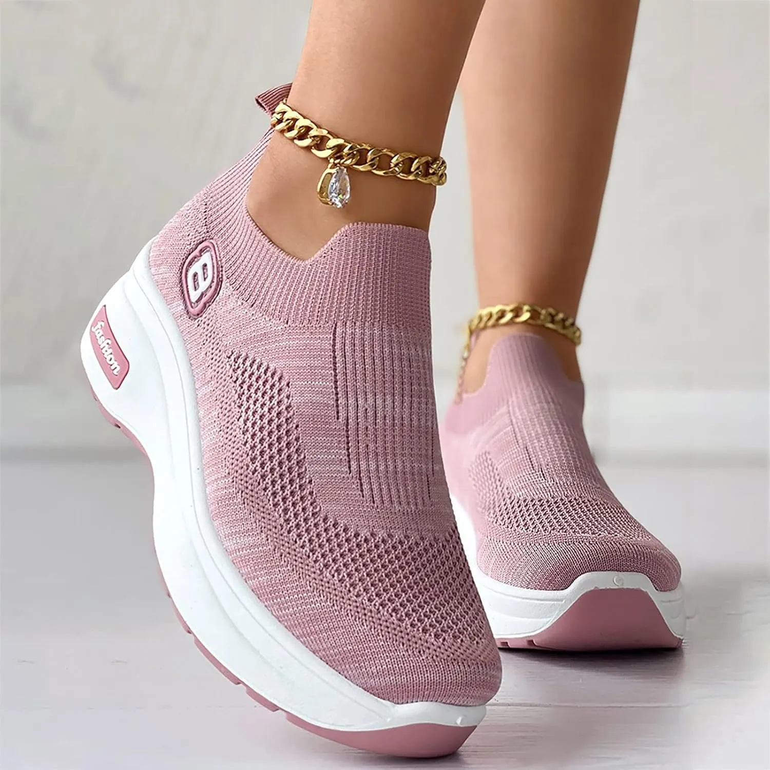 SBGMoSJ Womens Fashion Sneakers 2023 Women Slip On Sneakers Comfortable Nurse Walking Shoes Womens Black Athletic Shoes 9.5 Tennis Shoes Womens Zapatos Deportivos Negros Con Blanco para Mujer