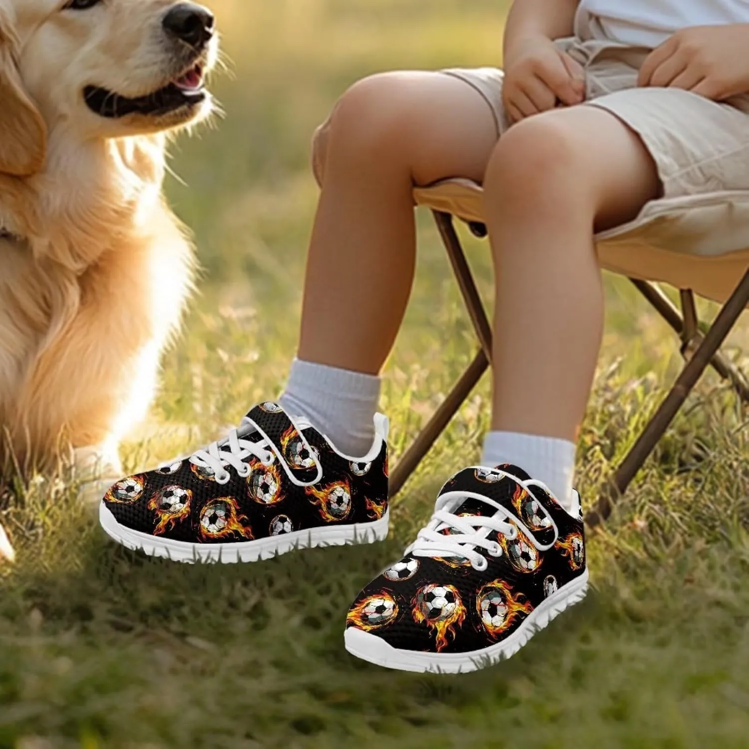 Shoes for Little Boys Breathable Road Running Shoes Hook and Loop Fasteners Outdoor Walking Shoes