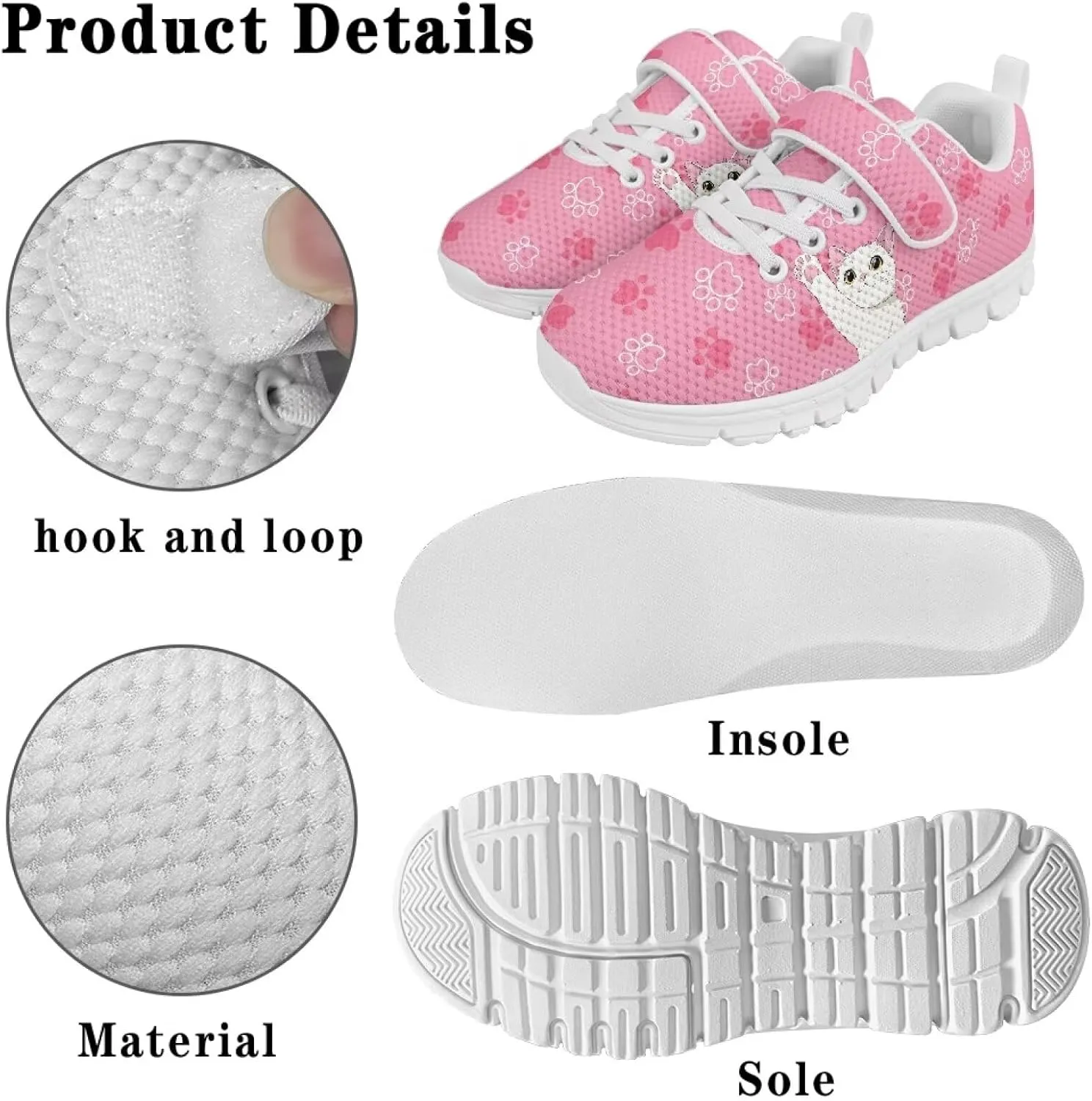 Shoes for Little Girls Road Running Shoes Lightweight Outdoor Walking Shoes Mesh Tennis Sneakers