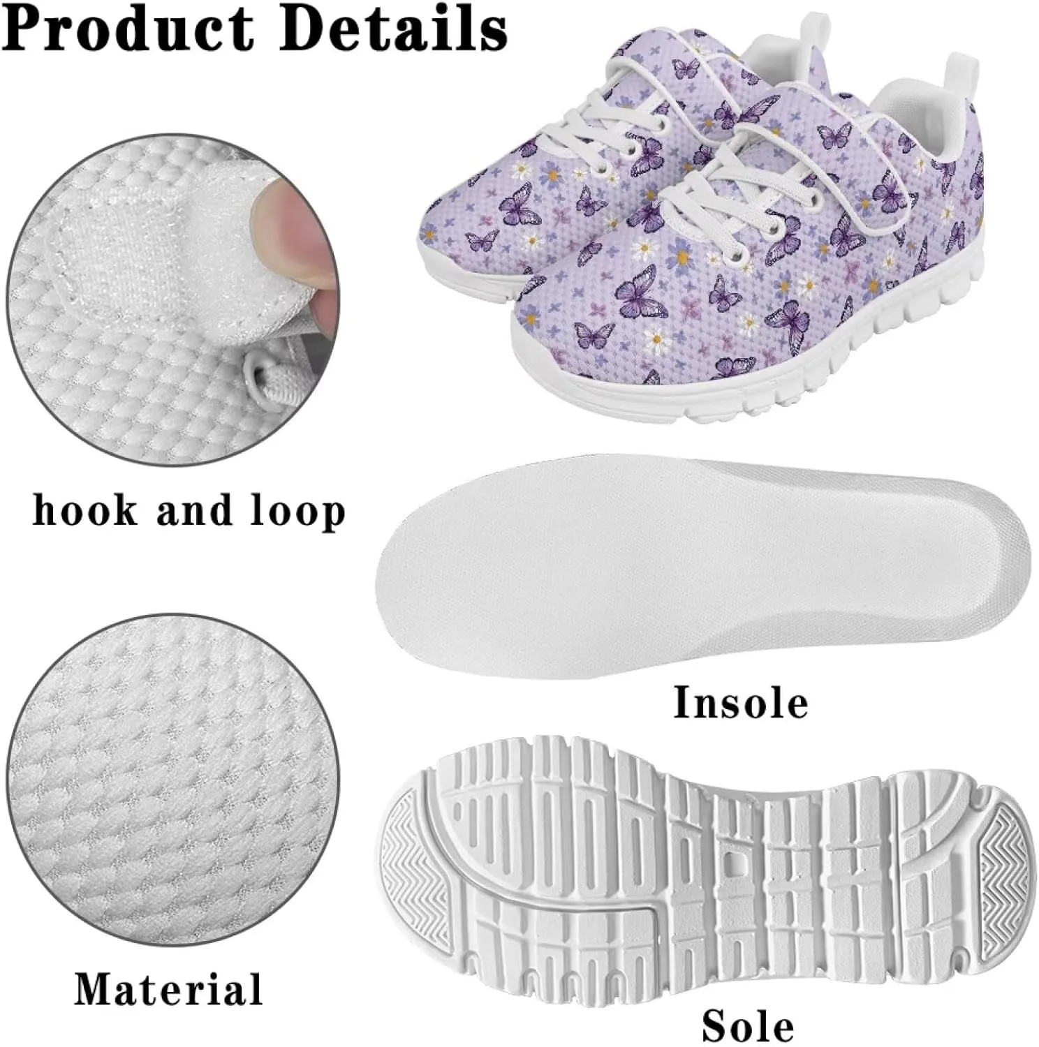 Shoes for Little Girls Road Running Shoes Lightweight Outdoor Walking Shoes Mesh Tennis Sneakers