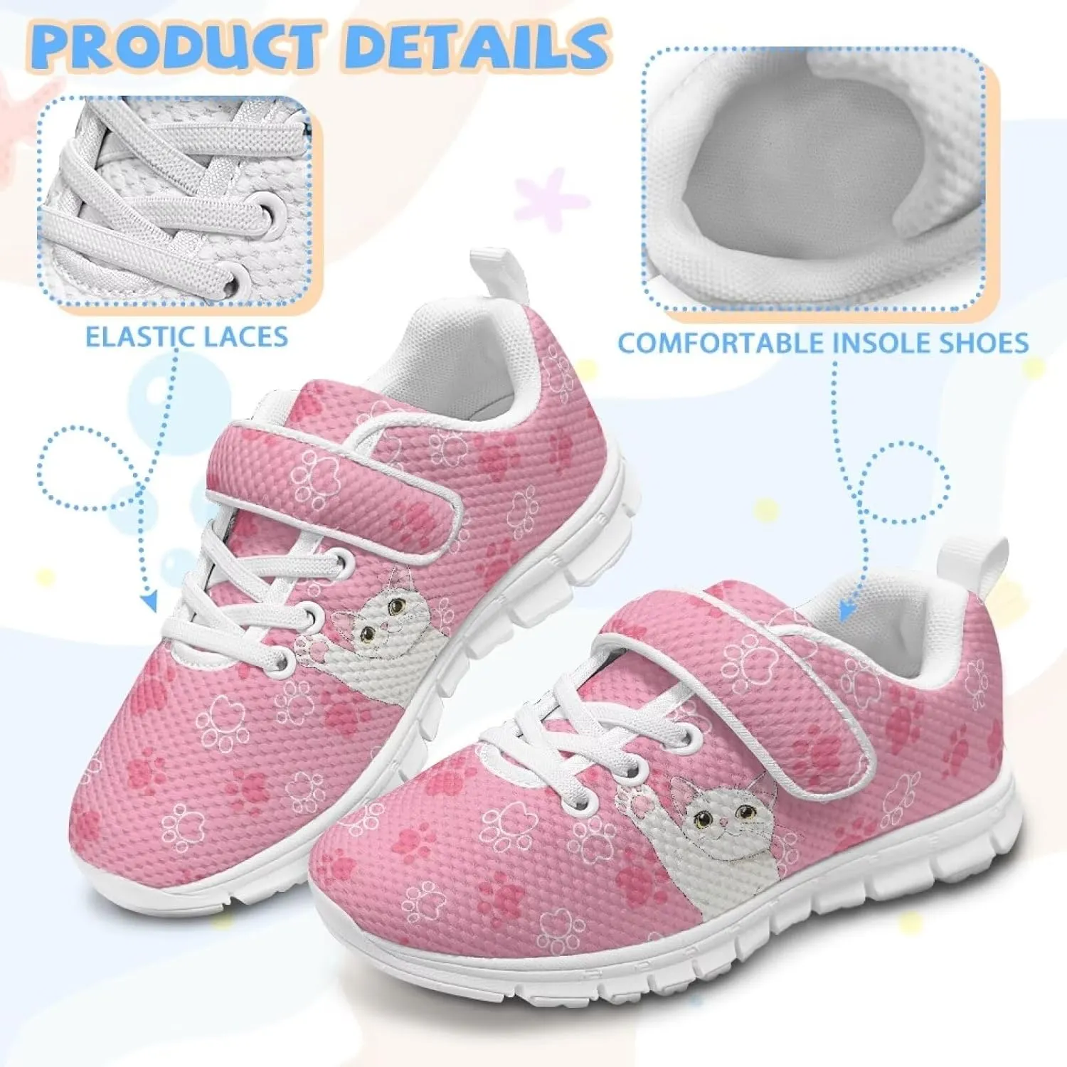 Shoes for Little Girls Road Running Shoes Lightweight Outdoor Walking Shoes Mesh Tennis Sneakers