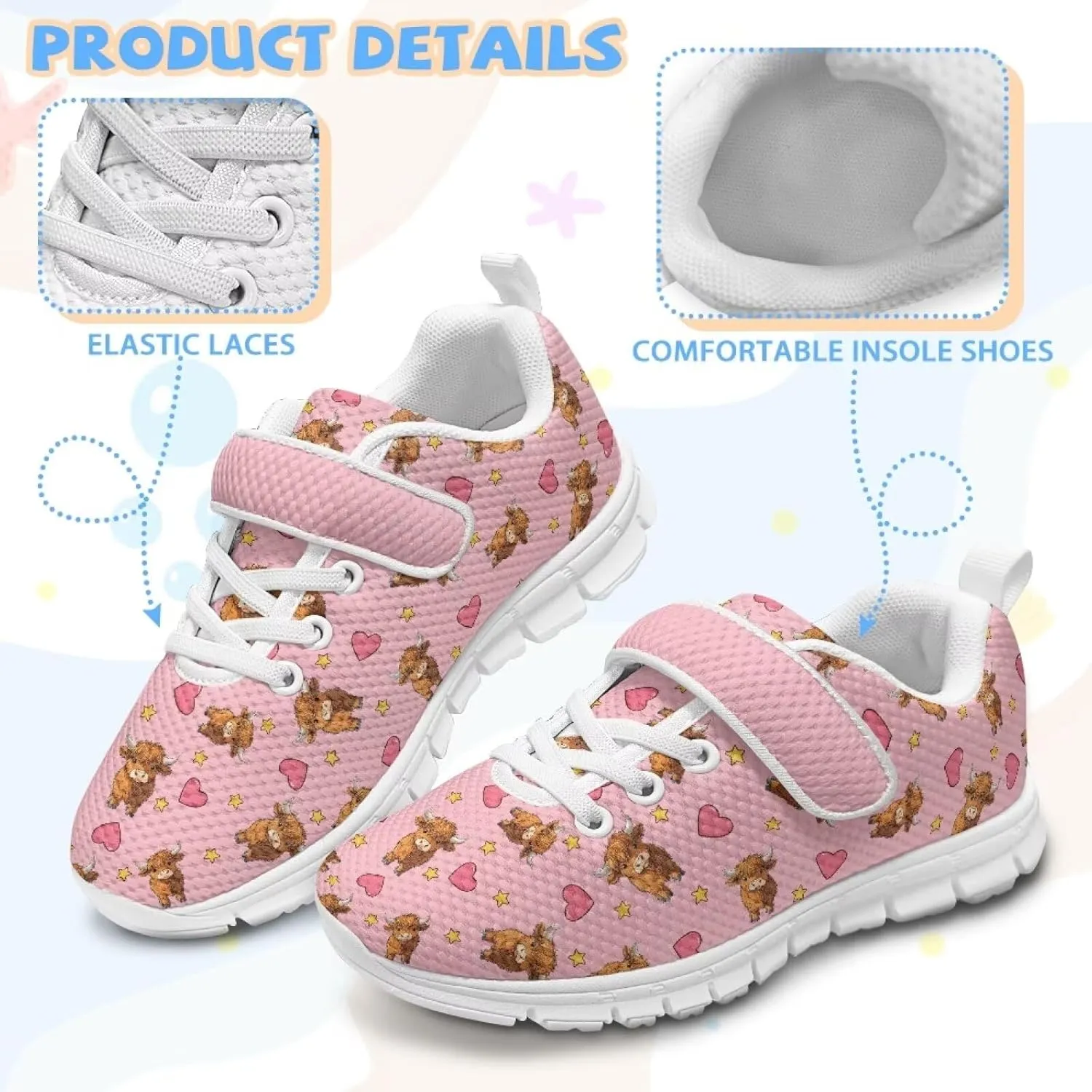 Shoes for Little Girls Road Running Shoes Lightweight Outdoor Walking Shoes Mesh Tennis Sneakers
