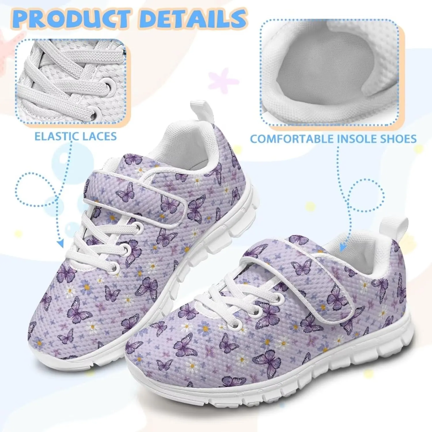 Shoes for Little Girls Road Running Shoes Lightweight Outdoor Walking Shoes Mesh Tennis Sneakers