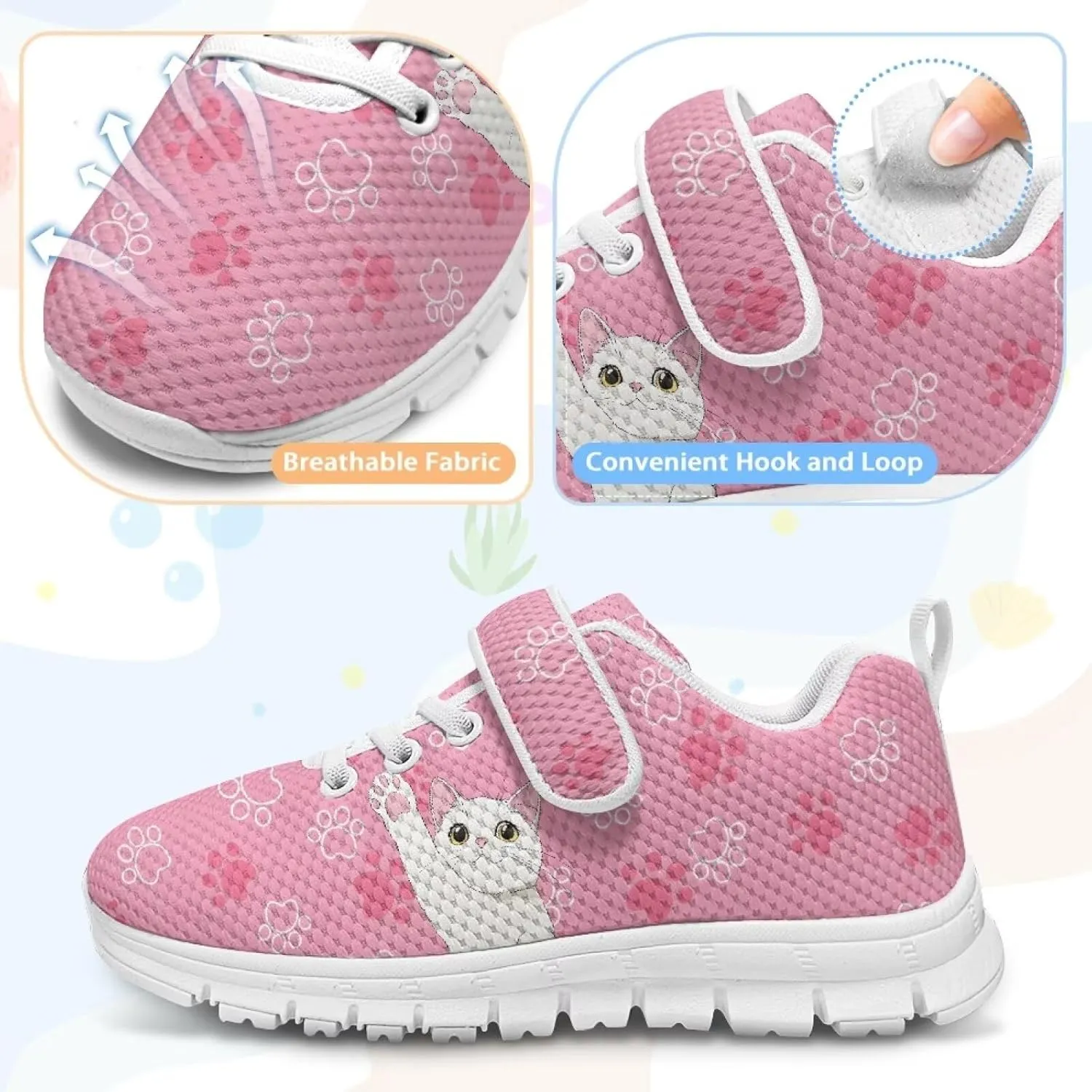 Shoes for Little Girls Road Running Shoes Lightweight Outdoor Walking Shoes Mesh Tennis Sneakers