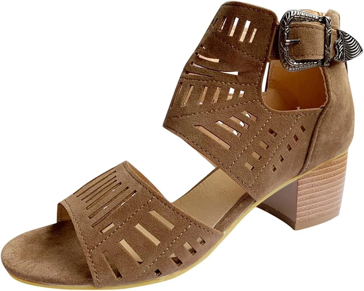 Shoes for Women Dressy, Womens Sandals Suede Peep Toe Ankle Booties Cut Out Stacked Block Heel Ankle Boots