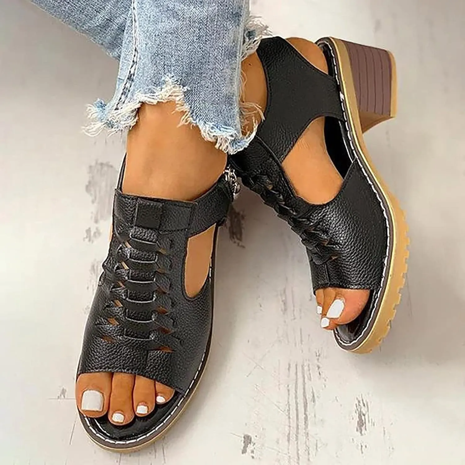 Shoes for Women Dressy, Women's Suede Peep Toe Ankle Booties Cut Out Stacked Block Heel Ankle Boots Drssy