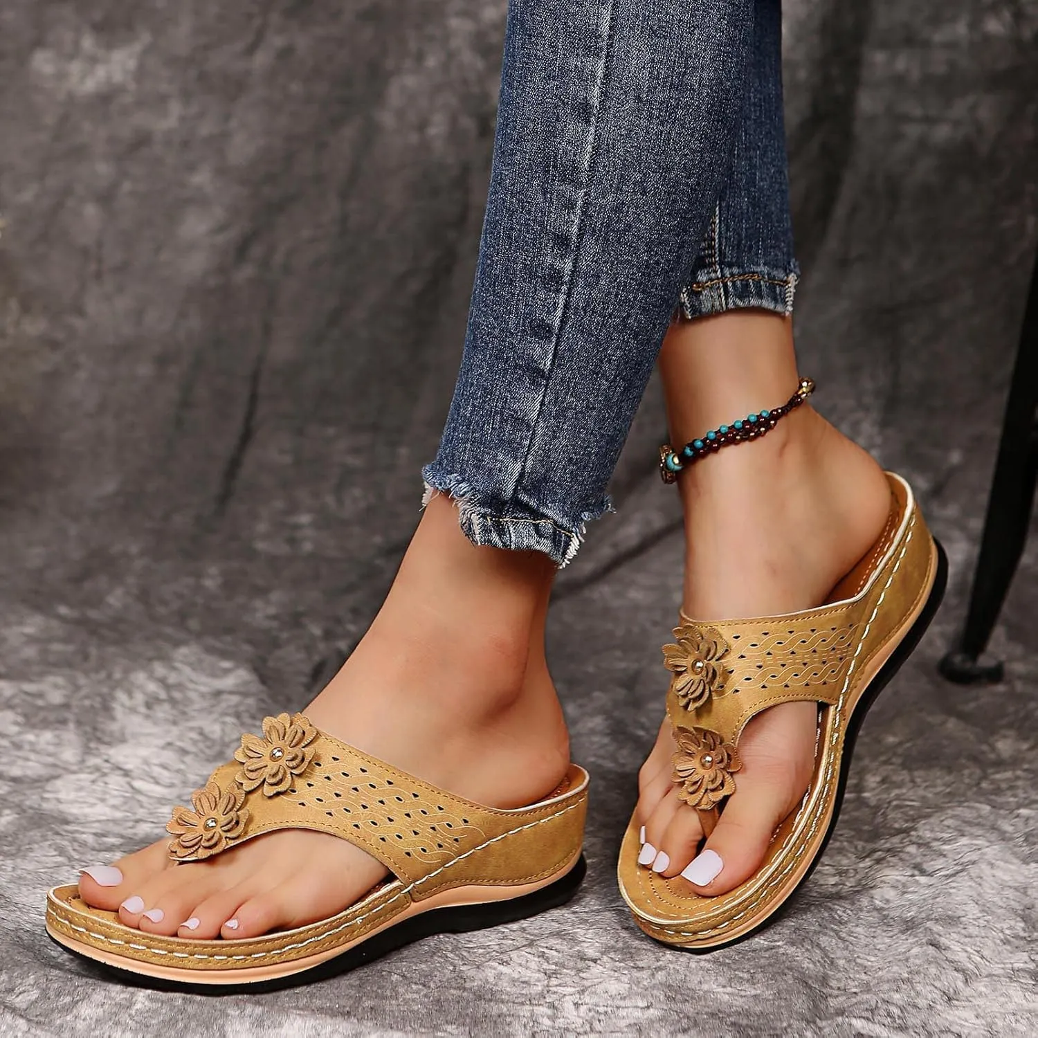 Shoes for Women, Women Summer Dressy Sandals Trendy Wedge Sandal Thong Slippers Comfy Walk Flip Flops