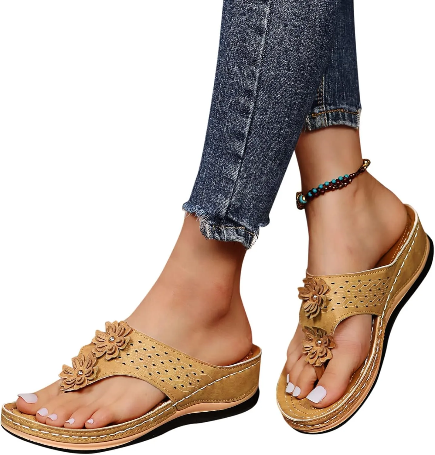 Shoes for Women, Women Summer Dressy Sandals Trendy Wedge Sandal Thong Slippers Comfy Walk Flip Flops