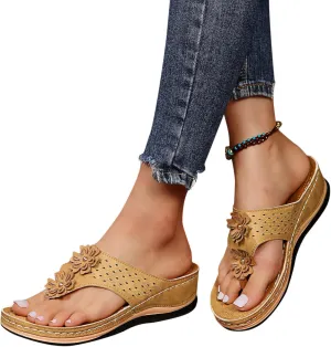Shoes for Women, Women Summer Dressy Sandals Trendy Wedge Sandal Thong Slippers Comfy Walk Flip Flops
