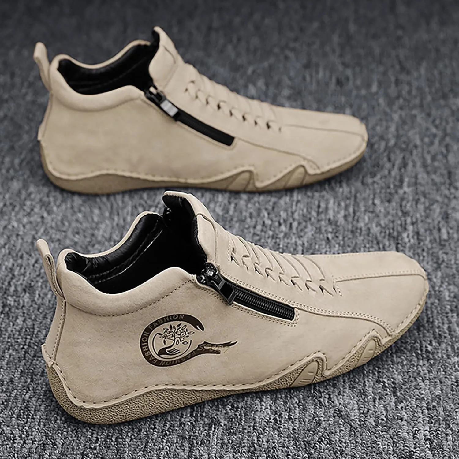 Slip on Walking Shoes for Men Casual Dressy PU Leather Memory Foam Breathable Lightweight Fashion Sneakers Non Slip Arch Support Cushioning Athletic Running Shoes
