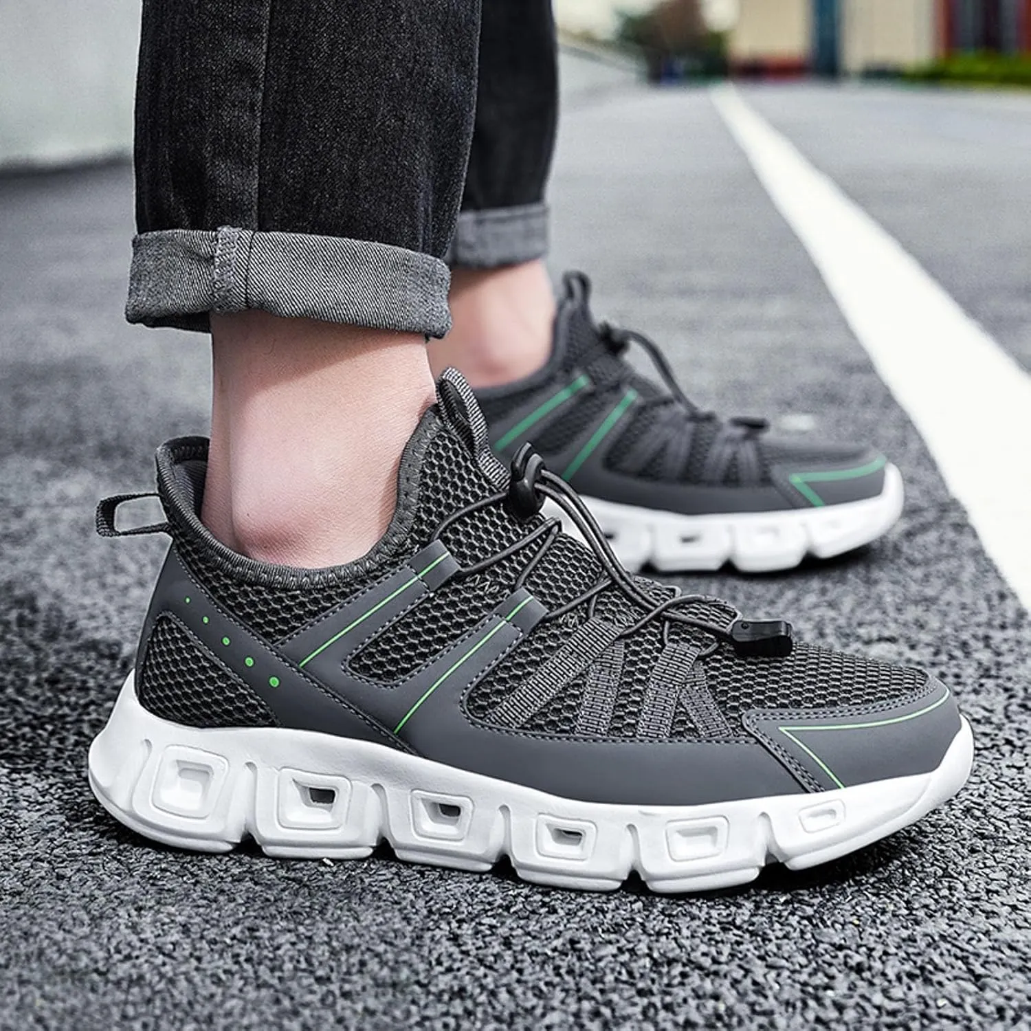 Slip on Walking Shoes for Men Comfort Memory Foam Breathable Mesh Fashion Sneakers Non Slip Travel Jogging Training Gym Shoes Wide Width