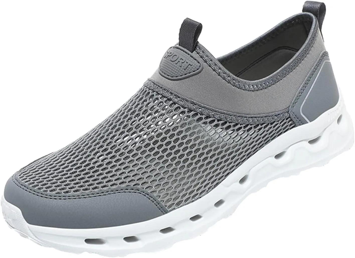 Slip on Walking Shoes for Men Comfy Knitted Memory Foam Breathable Fashion Sneakers Non Slip Arch Support Cushioning Training Gym Shoes Wide Width