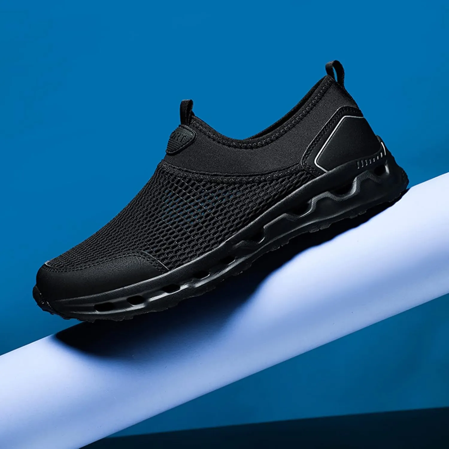 Slip on Walking Shoes for Men Comfy Knitted Memory Foam Breathable Fashion Sneakers Non Slip Arch Support Cushioning Training Gym Shoes Wide Width