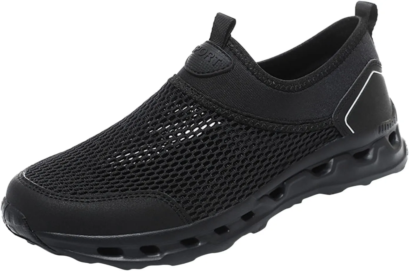 Slip on Walking Shoes for Men Comfy Knitted Memory Foam Breathable Fashion Sneakers Non Slip Arch Support Cushioning Training Gym Shoes Wide Width