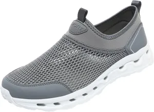 Slip on Walking Shoes for Men Comfy Knitted Memory Foam Breathable Fashion Sneakers Non Slip Arch Support Cushioning Training Gym Shoes Wide Width