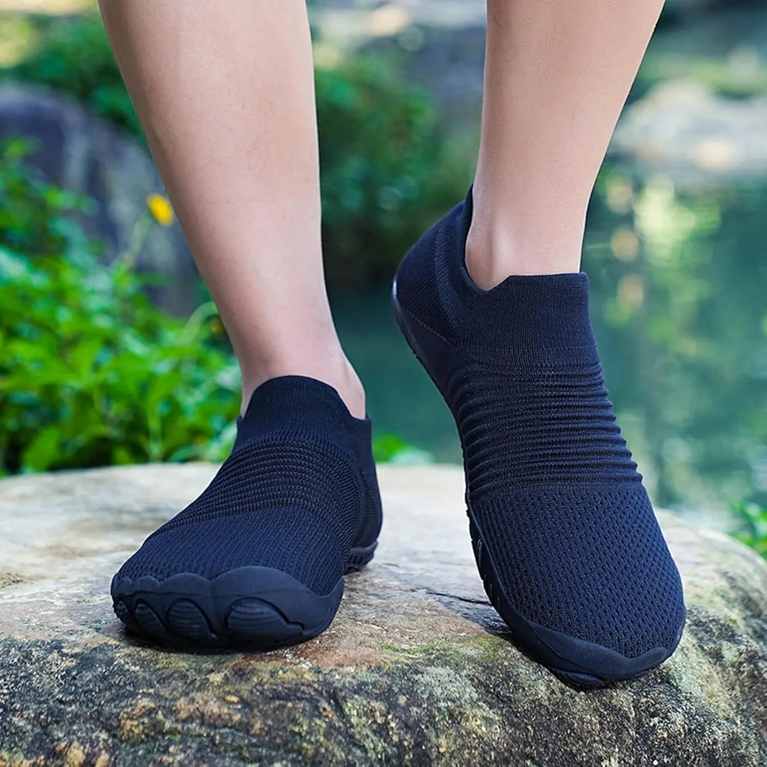 Slip on Walking Shoes Men Comfy Knitted Memory Foam Breathable Mesh Fashion Sneakers Non Slip Travel Jogging Training Gym Shoes Wide Width