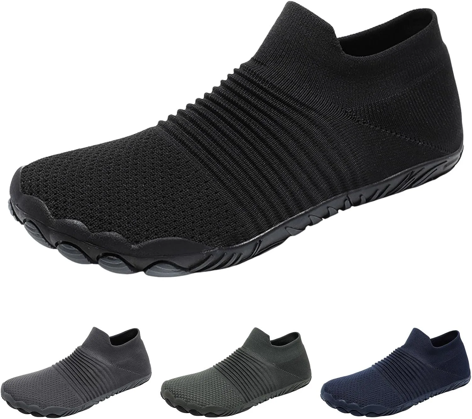 Slip on Walking Shoes Men Comfy Knitted Memory Foam Breathable Mesh Fashion Sneakers Non Slip Travel Jogging Training Gym Shoes Wide Width