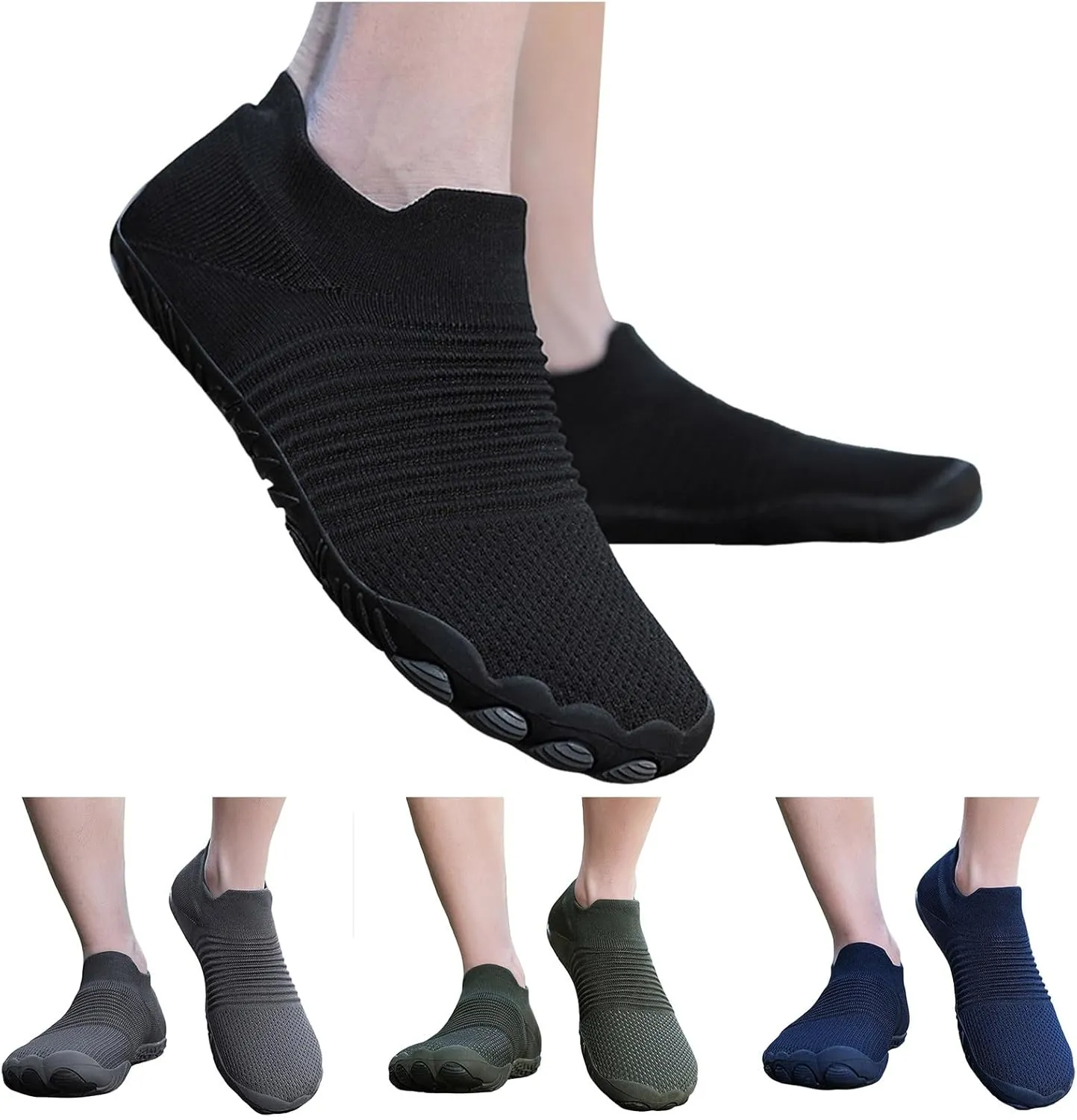 Slip on Walking Shoes Men Comfy Knitted Memory Foam Breathable Mesh Fashion Sneakers Non Slip Travel Jogging Training Gym Shoes Wide Width