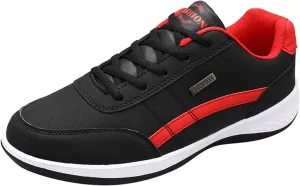 Slip on Walking Shoes Men PU Leather Comfortable Memory Foam Breathable Lace Up Fashion Sneakers Non Slip Arch Support Vacation Training Gym Shoes Wide Width