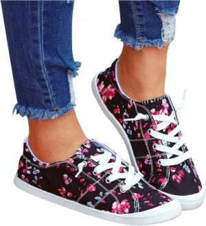 Sneakers for Women Running,Shoes for Women Slip On Flat Fashion Low Top Casual Loafers Shoes Comfy Running Walking Sneakers Canvas Shoes Black