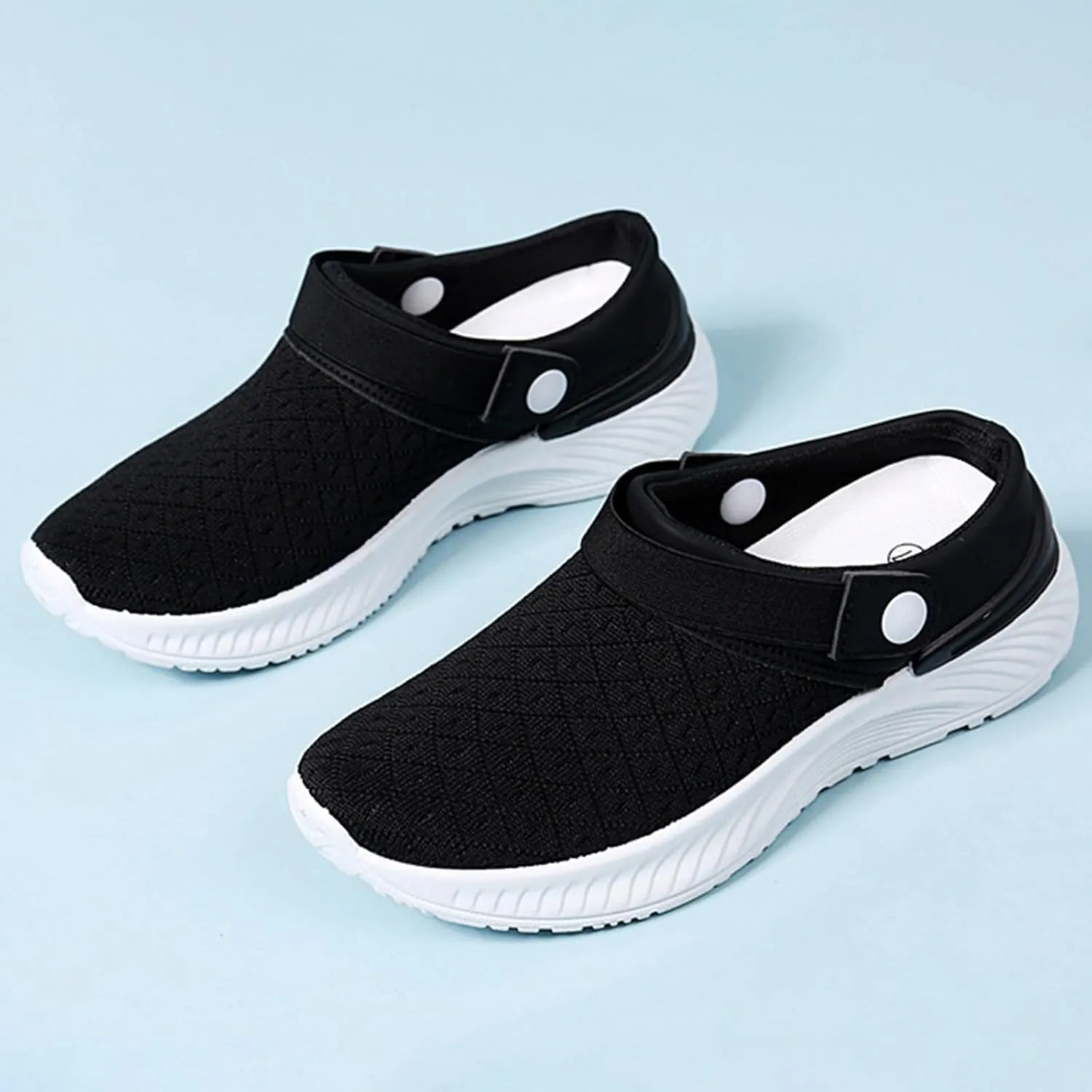 Summer Casual Slip-On Walking Shoes Mules for Women 2025 Fashion Mesh Summer Slip on Breathable Slippers Closed Toe Slides with Arch-Support