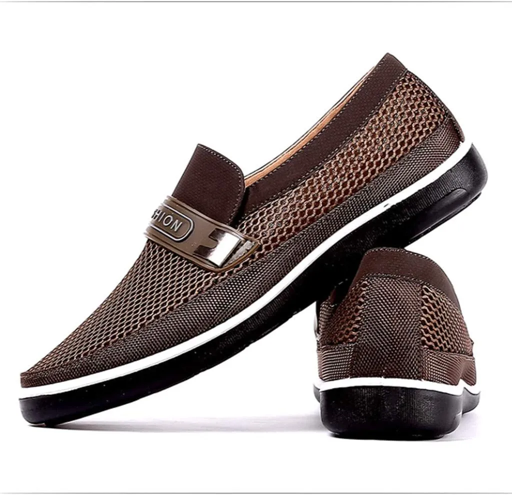 Summer Hollow Slip On Soft Shoes Casual Bottom Men's Breathable Mesh Men's Lace Casual Shoes