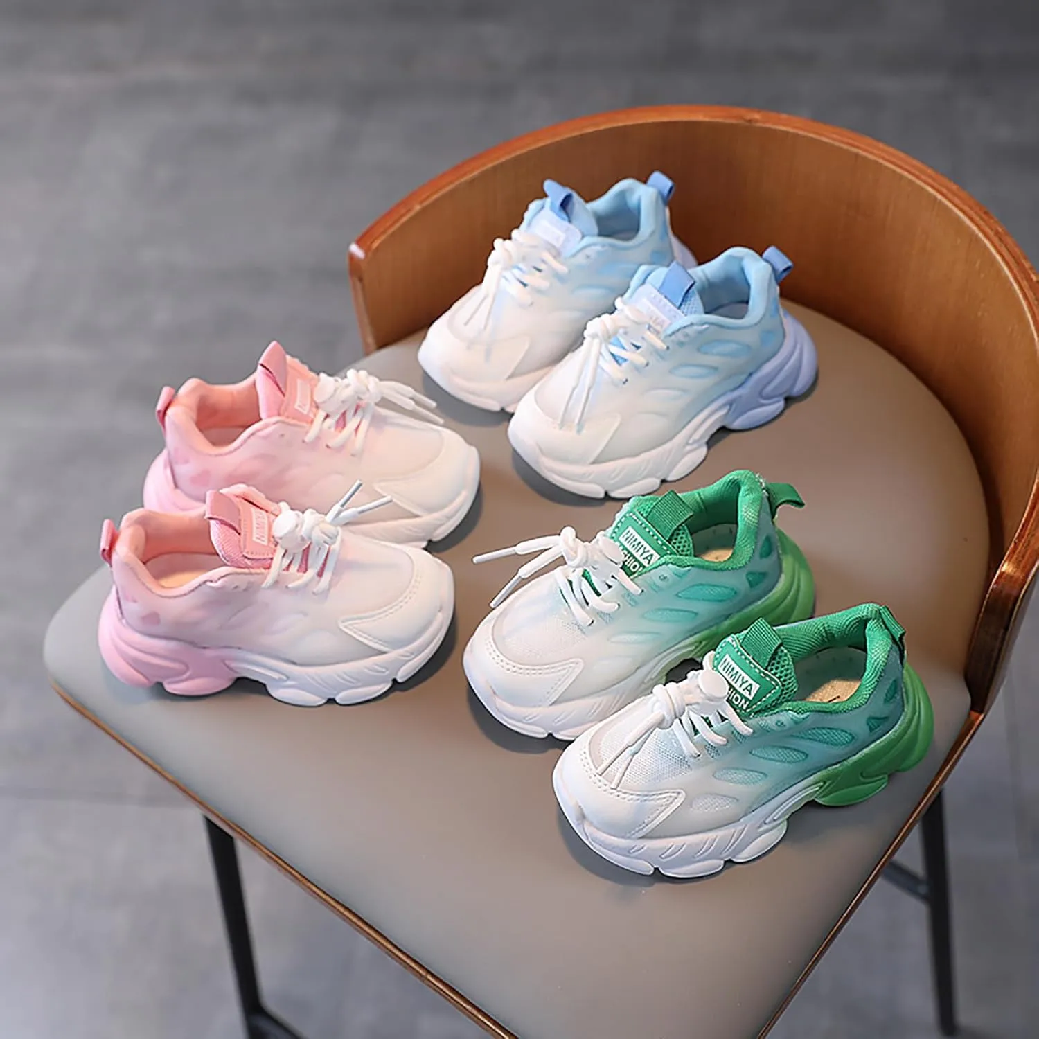 Toddler Boys Girls Gradient Color Lightweight Sneakers Mesh Breathable Anti Slip Soft Comfy Tennis Shoes Unisex