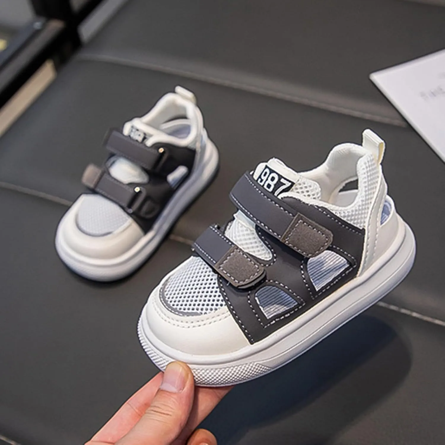 Toddler Boys Mesh Sneakers Little Kid Open Toe Sport Shoes Baby Infant First Walking Non Slip Shoes Breathable Comfy
