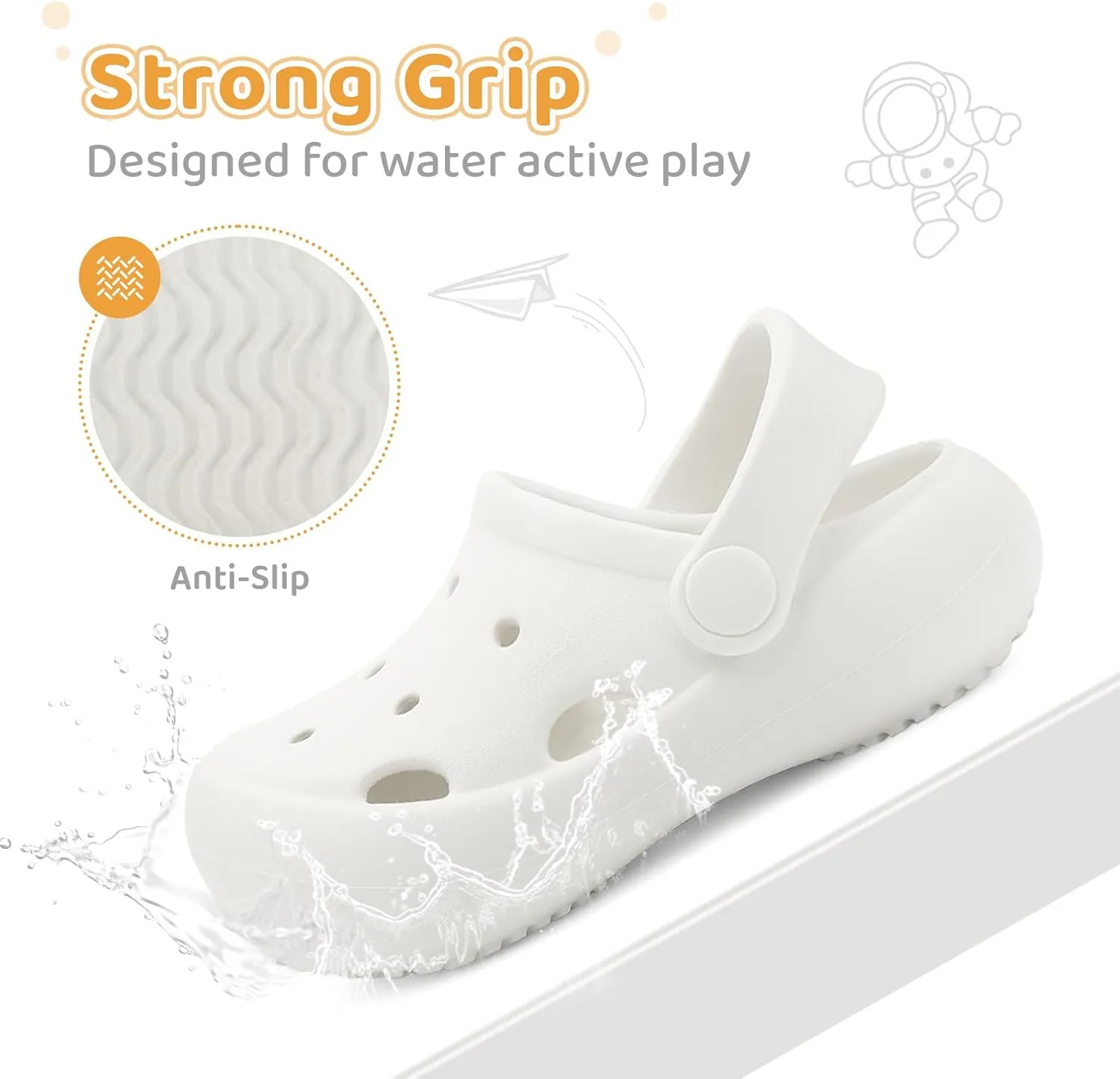 Toddler Classic Clogs Skin-Friendly Comfy Lightweight Boys Girls Slip On Water Shoes