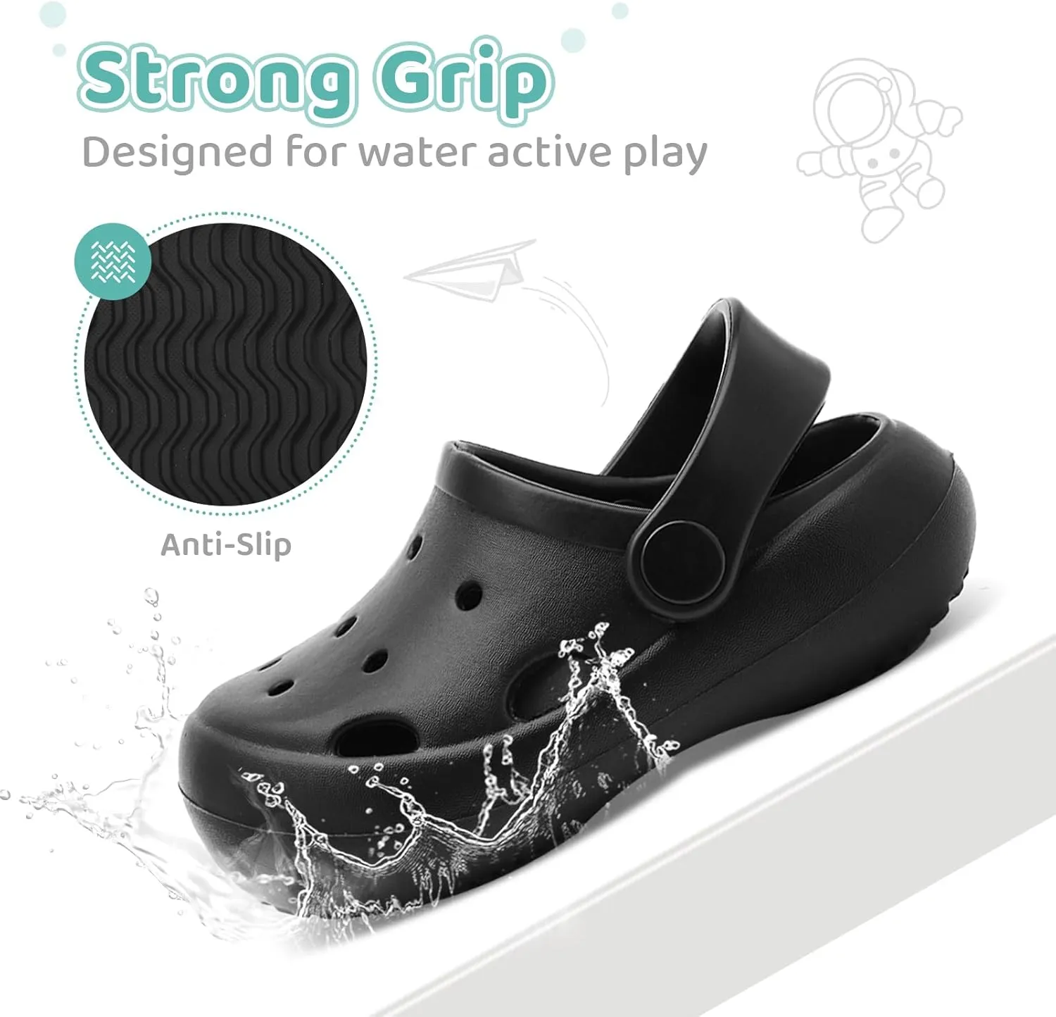 Toddler Classic Clogs Skin-Friendly Comfy Lightweight Boys Girls Slip On Water Shoes