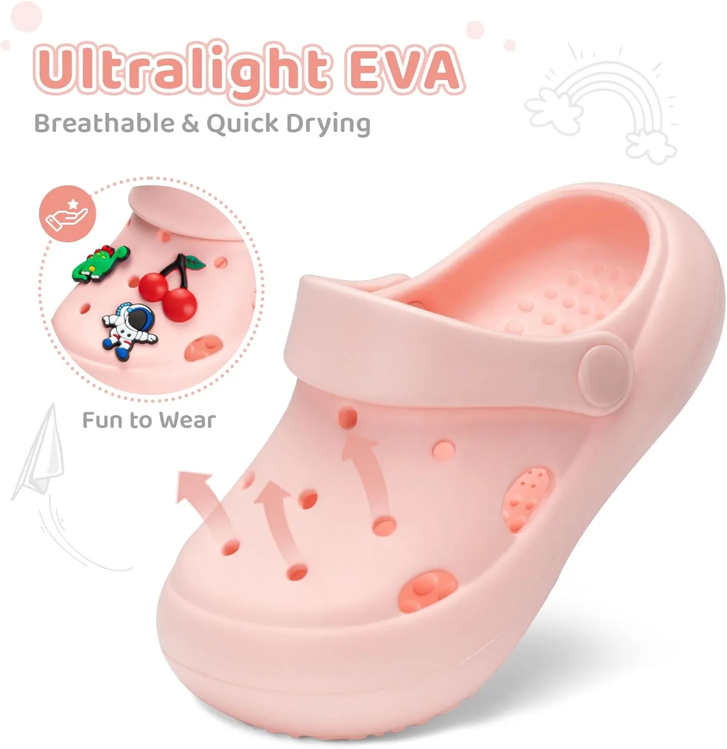 Toddler Classic Clogs Skin-Friendly Comfy Lightweight Boys Girls Slip On Water Shoes