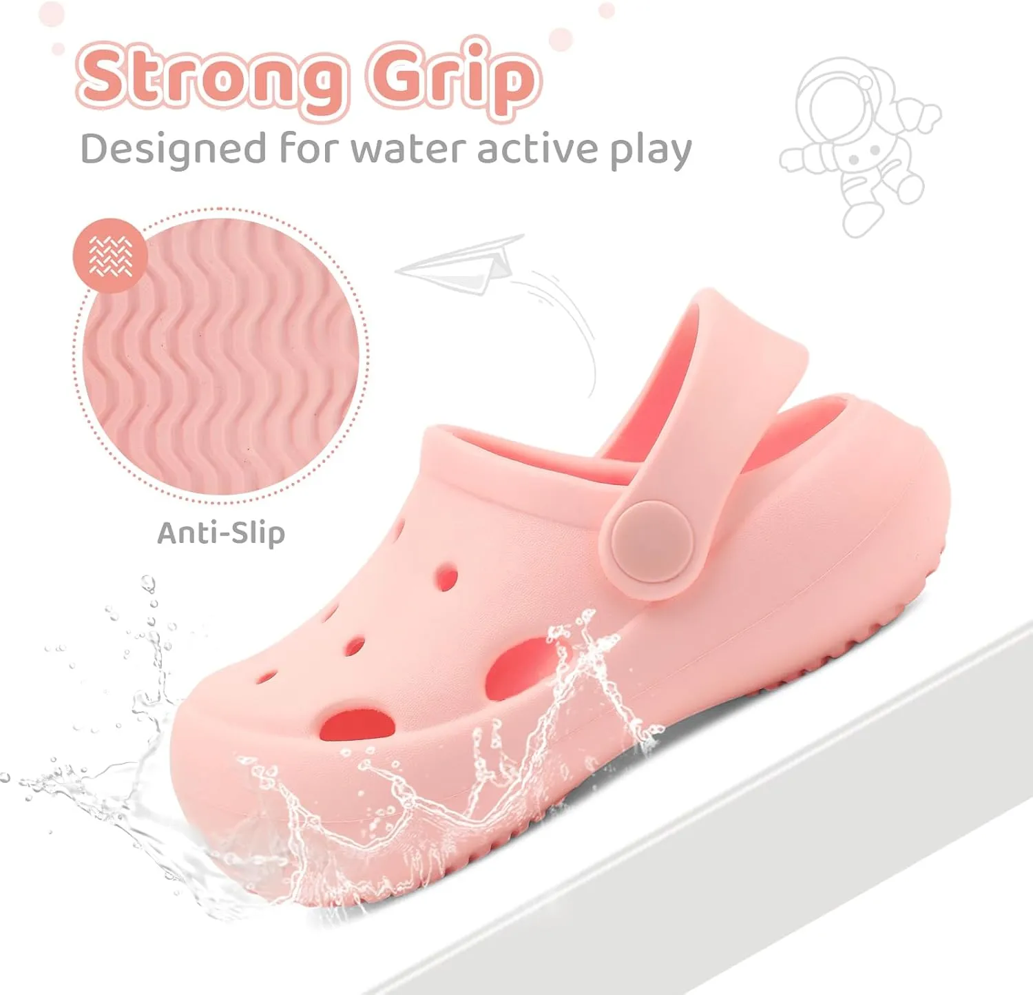 Toddler Classic Clogs Skin-Friendly Comfy Lightweight Boys Girls Slip On Water Shoes