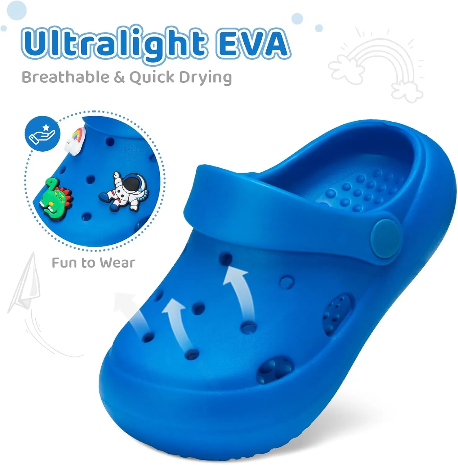 Toddler Classic Clogs Skin-Friendly Comfy Lightweight Boys Girls Slip On Water Shoes