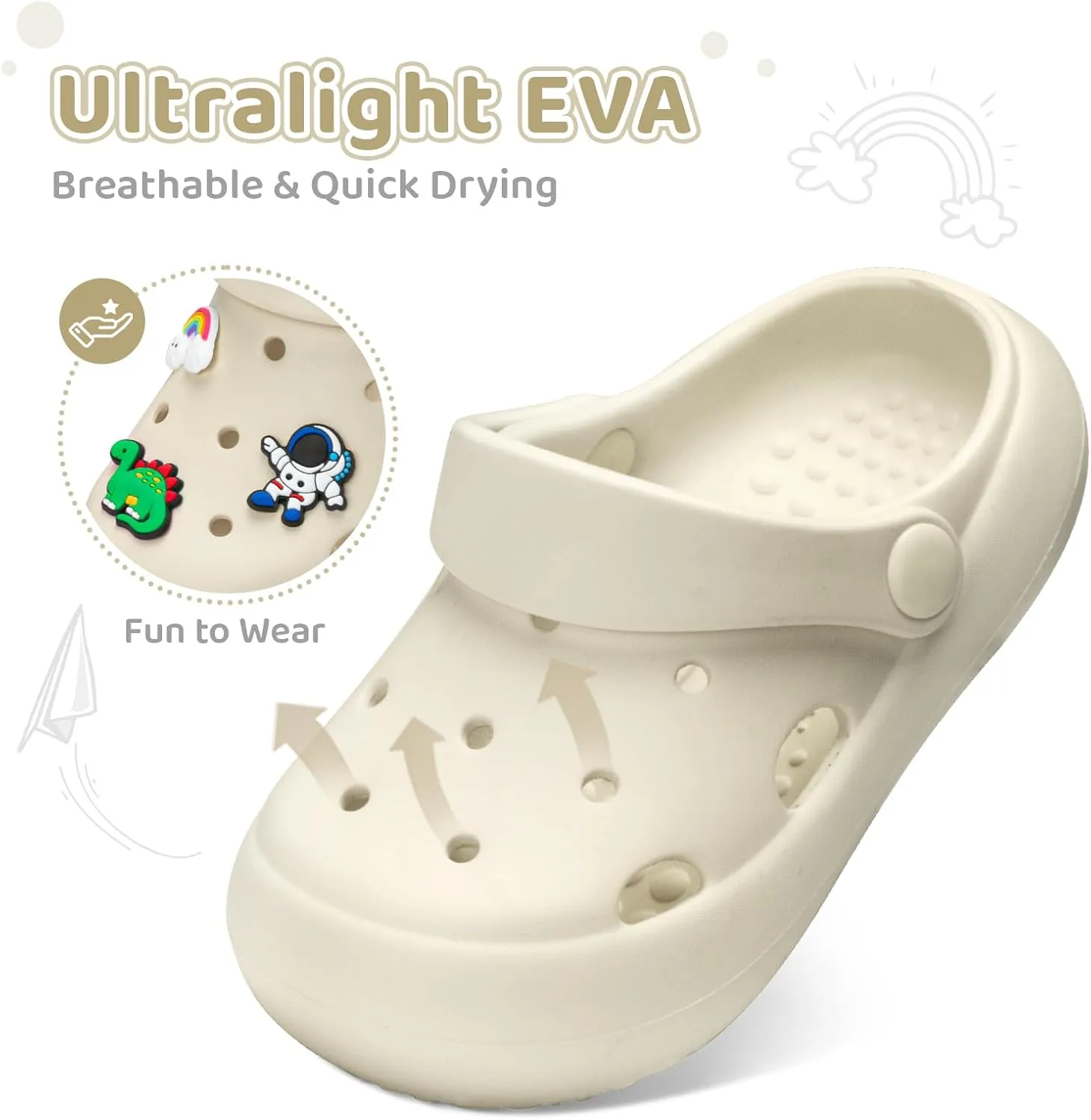 Toddler Classic Clogs Skin-Friendly Comfy Lightweight Boys Girls Slip On Water Shoes