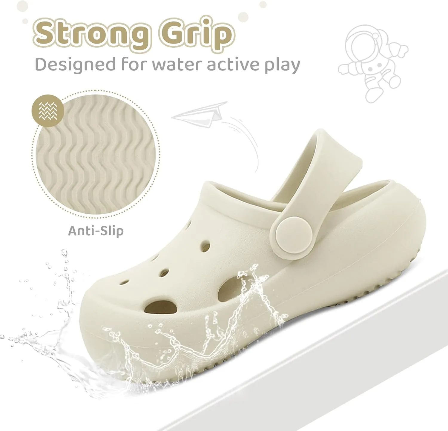Toddler Classic Clogs Skin-Friendly Comfy Lightweight Boys Girls Slip On Water Shoes