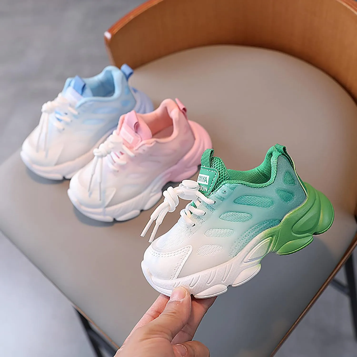 Toddler Girls Boys Gradient Color Lightweight Sneakers Mesh Breathable Anti Slip Soft Comfy Tennis Shoes Unisex