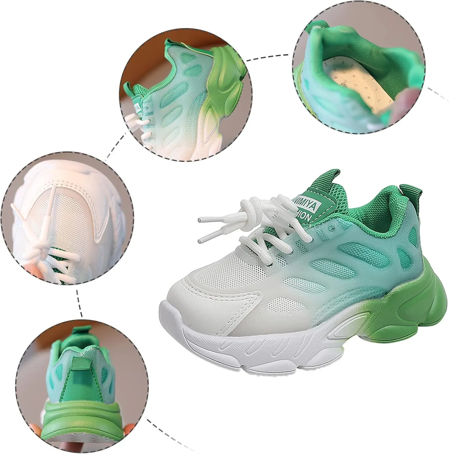 Toddler Girls Boys Gradient Color Lightweight Sneakers Mesh Breathable Anti Slip Soft Comfy Tennis Shoes Unisex