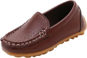 Toddler Little Kid Boys Girls Comfort Slip On Loafers Dress Flat Shoes 𝐖aterproof Leather Cool Sport Casual Dress Shoes
