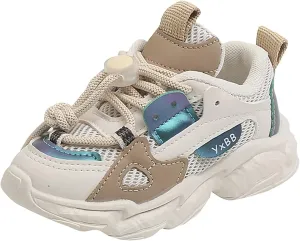 Toddler Mesh Sneakers Baby Boys Lace-Up Sport Shoes Outdoor Running First Walking Non Slip Shoes Breathable Comfy Ankle