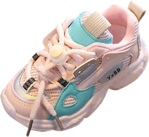 Toddler Mesh Sneakers Baby Boys Lace-Up Sport Shoes Outdoor Running First Walking Non Slip Shoes Breathable Comfy Ankle