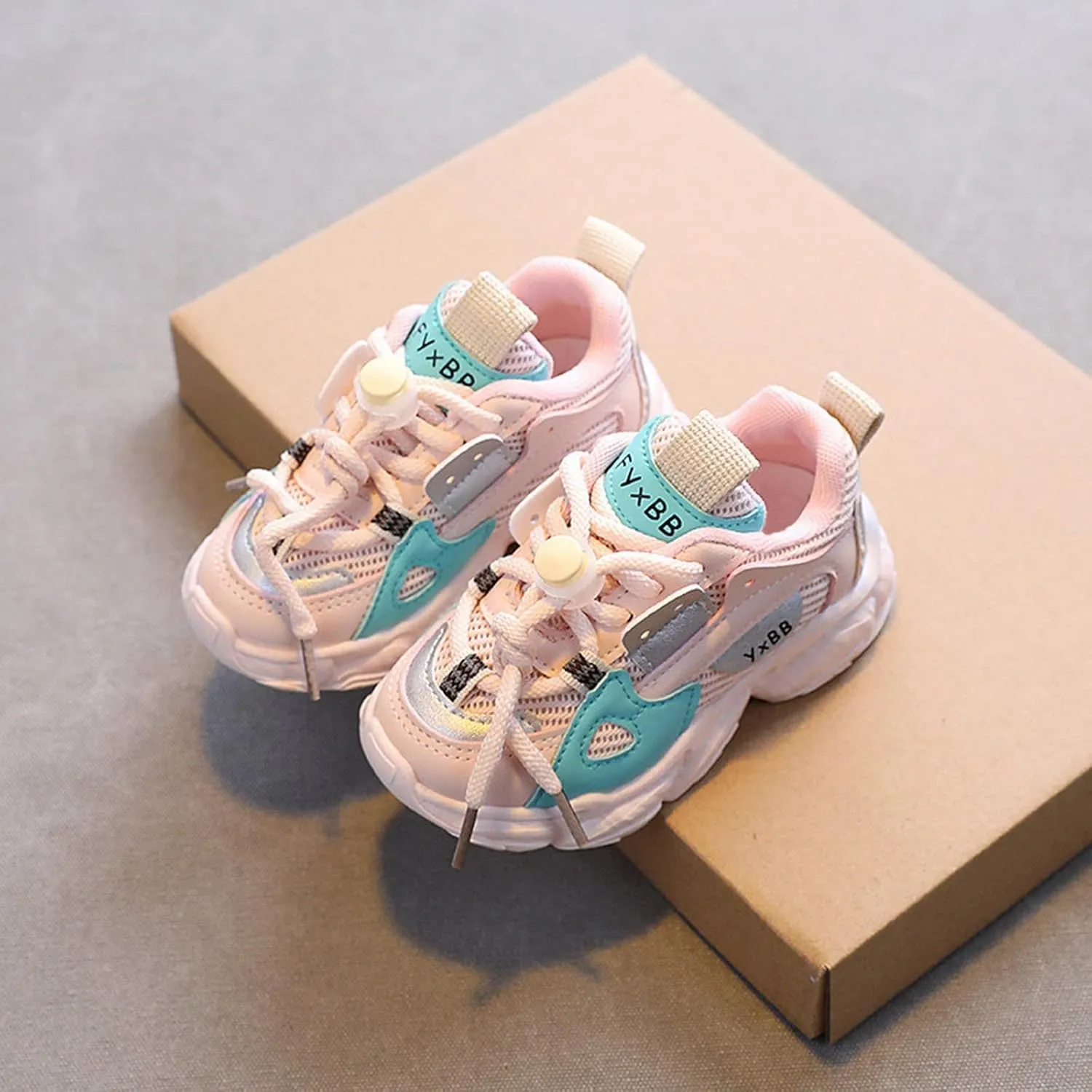 Toddler Mesh Sneakers Baby Boys Lace-Up Sport Shoes Outdoor Running First Walking Non Slip Shoes Breathable Comfy Ankle
