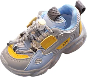 Toddler Mesh Sneakers Baby Boys Lace-Up Sport Shoes Outdoor Running First Walking Non Slip Shoes Breathable Comfy Ankle