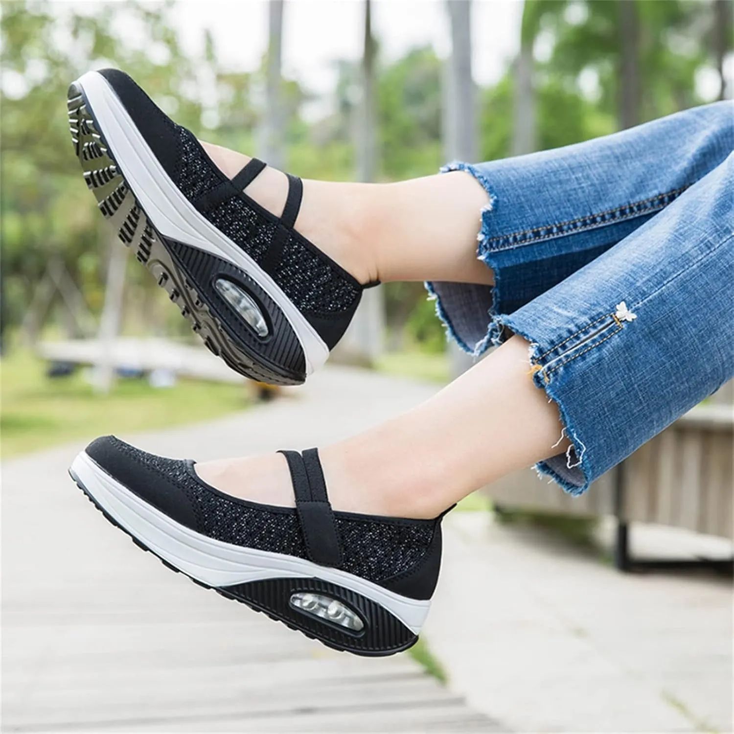 Touchmosees Women's Daily Walker Air Cushion Orthopedic Diabetic-Friendly Wedge Sneaker