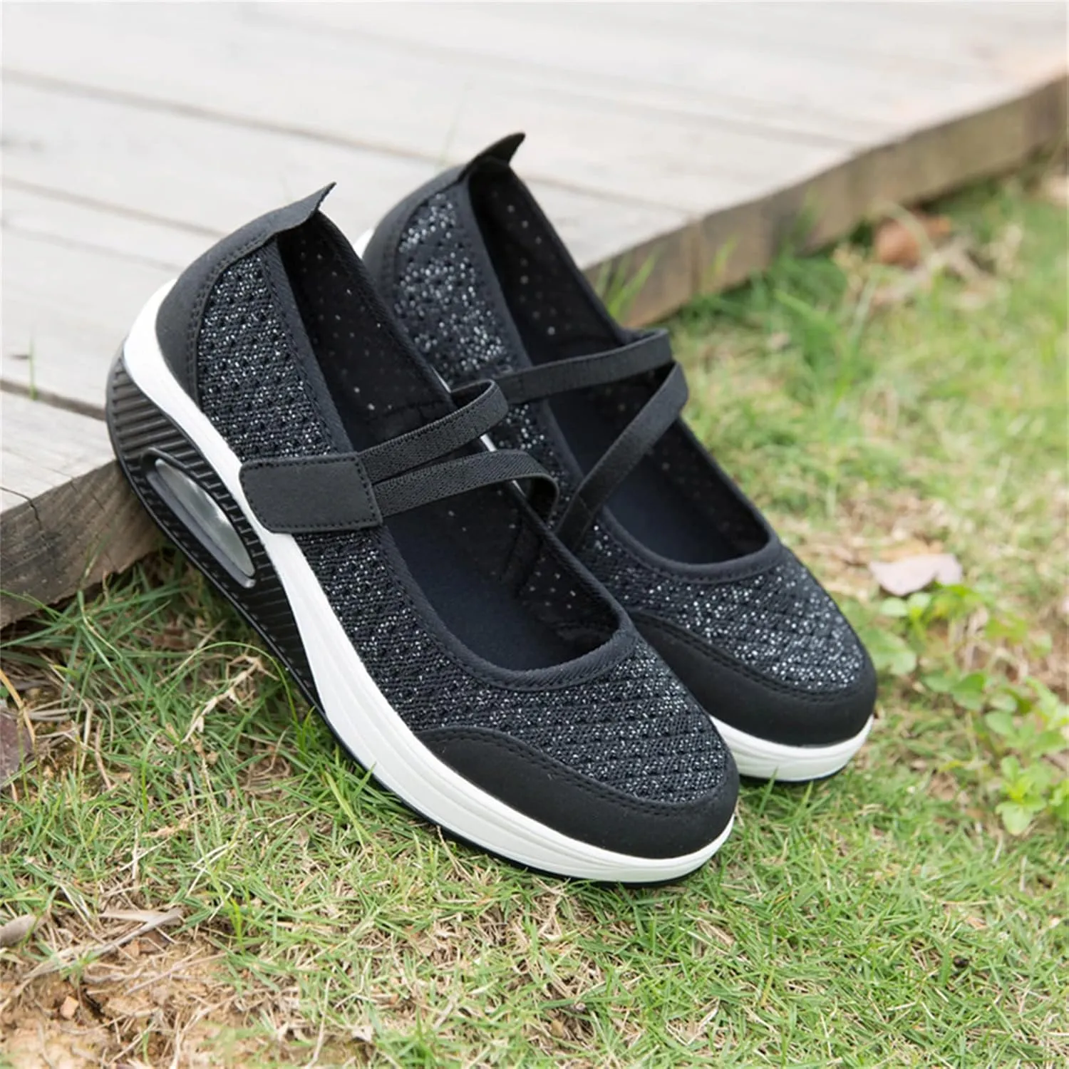 Touchmosees Women's Daily Walker Air Cushion Orthopedic Diabetic-Friendly Wedge Sneaker