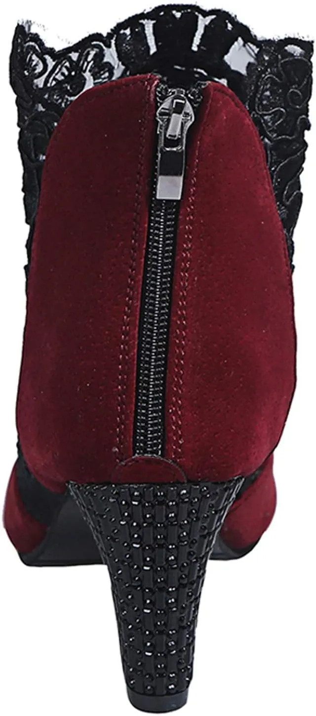 Walking Sandals Women, Womens Sandals Sexy Hollow Floral Lace Chunky High Heels Peep Toe Platform Boots